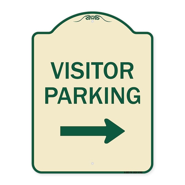 Designer Series-Visitor Parking With Right Arrow Tan & Green, 24" x 18", TG-1824-9742